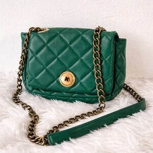 Green Quilted Chain Shoulder Bag - Fashion Handbag